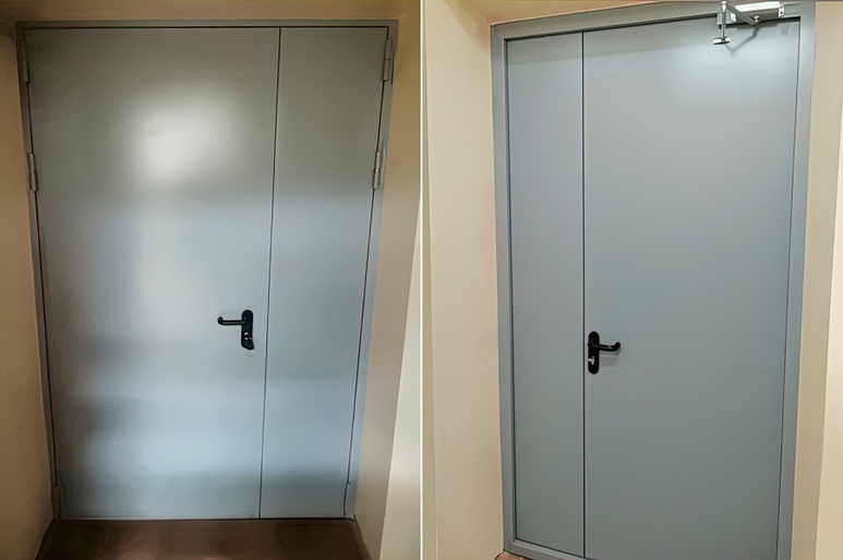 Полуторопольная дверь серого цвета (ул. Южнопортовая) Полуторопольная дверь серого цвета (ул. Южнопортовая)