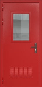 Однопольная дверь ДС-1(О) с вентиляционной решеткой и стеклопакетом (600х400)