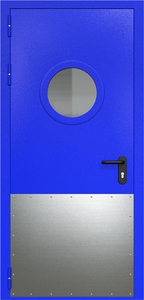 Однопольная дверь ДМП-1(О) с круглым стеклопакетом и отбойником Однопольная дверь ДМП-1(О) с круглым стеклопакетом и отбойником