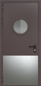 Однопольная дверь ДМП-1(О) с круглым стеклопакетом и отбойником Однопольная дверь ДМП-1(О) с круглым стеклопакетом и отбойником