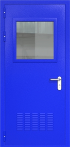 Однопольная дверь ДМП-1(О) с вентиляционной решеткой и стеклопакетом (500х500) (ручки «хром») Однопольная дверь ДМП-1(О) с вентиляционной решеткой и стеклопакетом (500х500) (ручки «хром»)