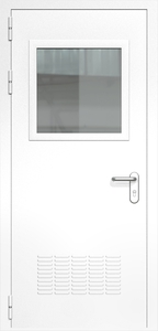 Однопольная дверь ДМП-1(О) с вентиляционной решеткой и стеклопакетом (500х500) (ручки «хром») Однопольная дверь ДМП-1(О) с вентиляционной решеткой и стеклопакетом (500х500) (ручки «хром»)