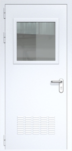 Однопольная дверь ДМП-1(О) с вентиляционной решеткой и стеклопакетом (500х500) (ручки «хром») Однопольная дверь ДМП-1(О) с вентиляционной решеткой и стеклопакетом (500х500) (ручки «хром»)