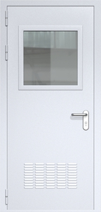 Однопольная дверь ДМП-1(О) с вентиляционной решеткой и стеклопакетом (500х500) (ручки «хром») Однопольная дверь ДМП-1(О) с вентиляционной решеткой и стеклопакетом (500х500) (ручки «хром»)