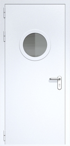 Однопольная дверь ДМП-1(О) с круглым стеклопакетом (ручки «хром») Однопольная дверь ДМП-1(О) с круглым стеклопакетом (ручки «хром»)