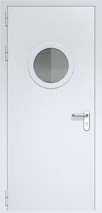 Однопольная дверь ДМП-1(О) с круглым стеклопакетом (ручки «хром») Однопольная дверь ДМП-1(О) с круглым стеклопакетом (ручки «хром»)