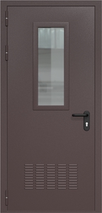 Однопольная дверь ДМП-1(О) с вентиляционной решеткой и стеклопакетом (700х300)