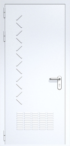 Однопольная дверь ДМП-1 с вентиляционной решеткой и рисунком (ручки «хром»)