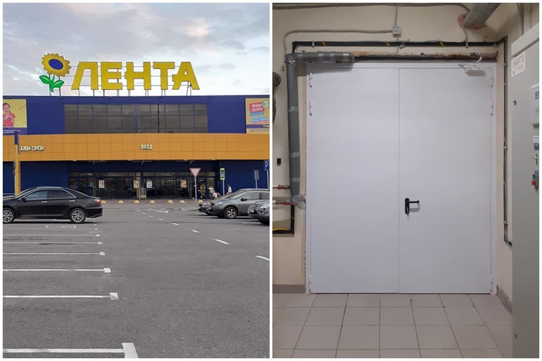 Двупольная дверь в гипермаркете «Лента» Двупольная дверь в гипермаркете «Лента»