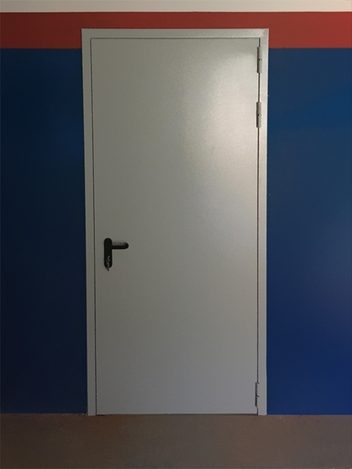 Одностворчатая серая дверь (г. Мытищи) Одностворчатая серая дверь (г. Мытищи)