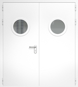 Двупольная дверь ДМП-2(О) с круглыми стеклопакетами (ручки «хром»)
