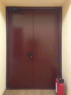 Двупольная дверь коричневого цвета