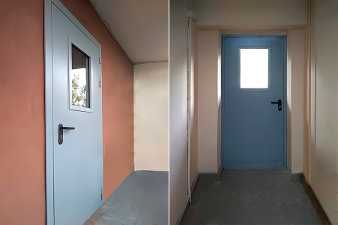 Остекленная дверь, фото с двух сторон